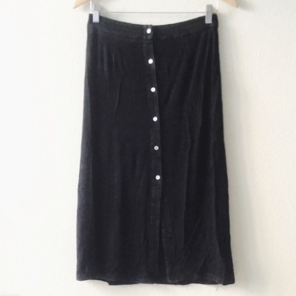 NWT SUPER SOFT black-wash midi skirt front button - Picture 3 of 6
